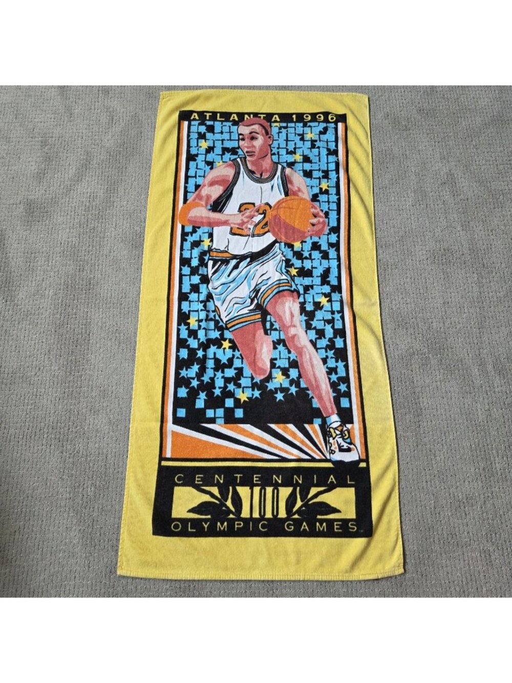 Vintage Cannon Olympic Games Collection Atlanta 1996 Basketball Beach Towel